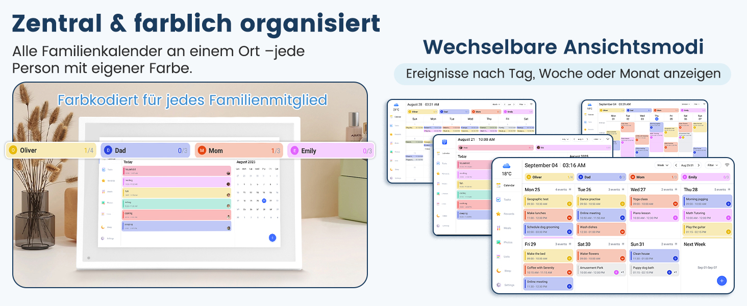 Цифрова фоторамка Frameo 10.1 дюймів WLAN, Full HD IPS сенсорний екран 1280x800, 32ГБ пам'ять, автоматичний поворот, можливість монтажу на стіну, керування через додаток Frameo (Білий)