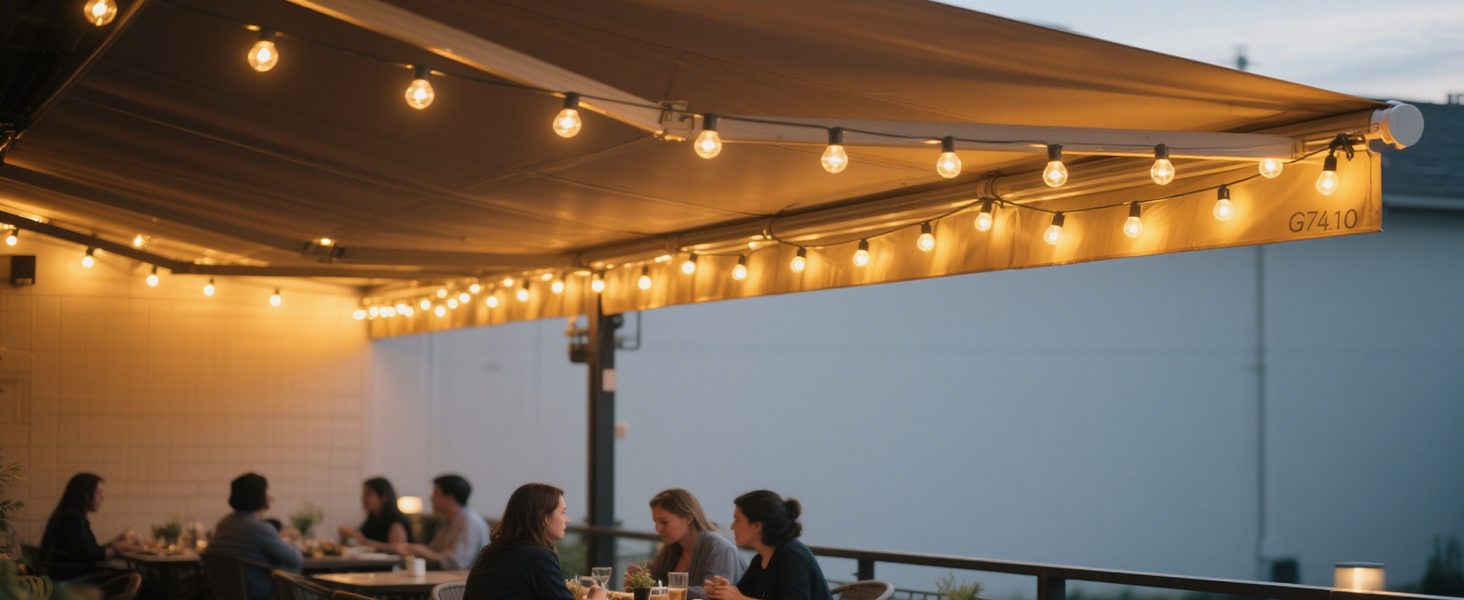 Льо́нточна гiрля́нда для зовнiшнього використання 30м, 50+2 лампочки G40, тепле бiле свiтло, IP45, для терас, вечiрiнок, саду та балкону, стиль Едiсона, з'єднувальна, чорний колір