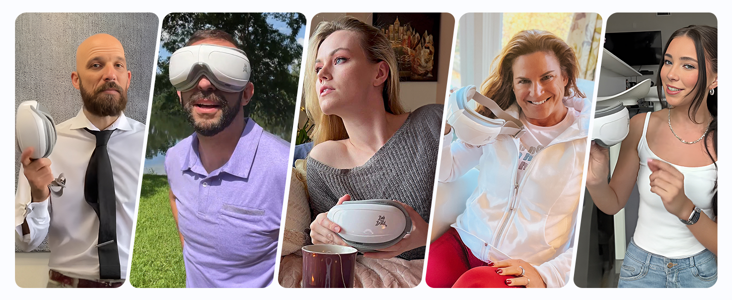 Масажер для очей Bob and Brad EyeOasis 2 з підігрівом, музикою та компресією. Електрична маска для очей для зняття темних кіл та сухості очей. Подарунок для чоловіків та жінок. Білий