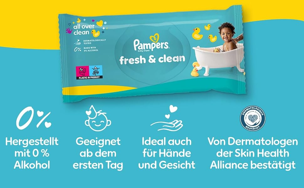 Вологі серветки Pampers Fresh Clean для дітей, 1200 шт (15 пачок по 80 шт)