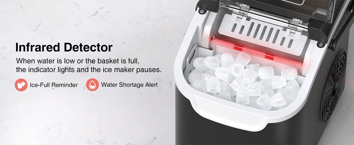 Crownful Машина для льоду портативна (Чорна) - Швидке виробництво льоду для дому та офісу