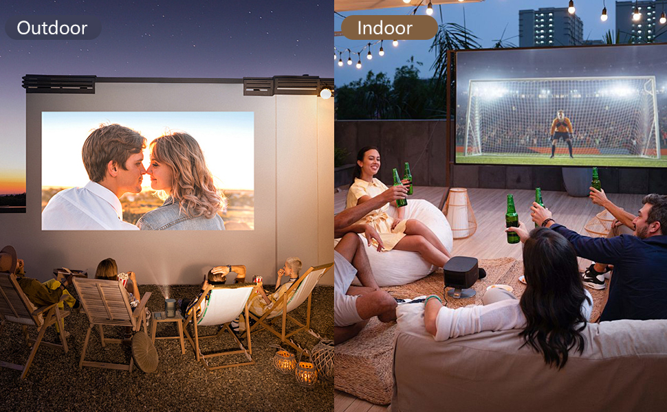 Міні-проектор Smart Beamer 4K з автофокусом та корекцією трапеції, WiFi6, Bluetooth, 600ANSI, 1080P Full HD, для дому та на вулицю, обертання 180°, сумісний з Netflix, модель L350-NF