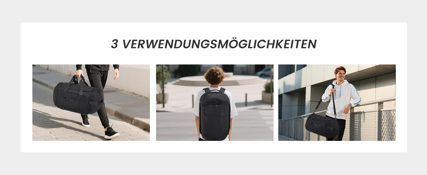 Спортивна сумка LOVEVOOK для жінок та чоловіків, велика сумка для тренувань та подорожей, 45L, з відділенням для взуття та мокрих речей, водонепроникна, з функцією рюкзака, чорна (51x28x32 см)