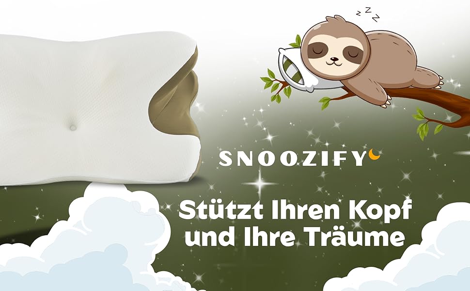 Ортопедична подушка Snoozify - ергономічна для тих, хто спить на шиї, спині, животі та на боці, піна з ефектом пам'яті