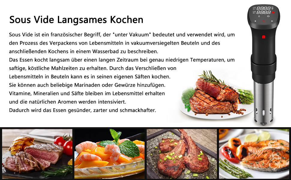 Су-від кухонний пристрій Fityou - водонепроникний, 1100 Вт, точне налаштування температури, LCD-дисплей