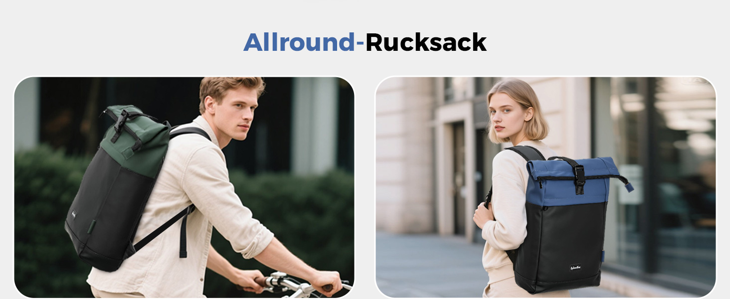 Водонепроникний рюкзак для ноутбука Rolltop (18-25 л), чорний, розмір L (30x13x48 см)
