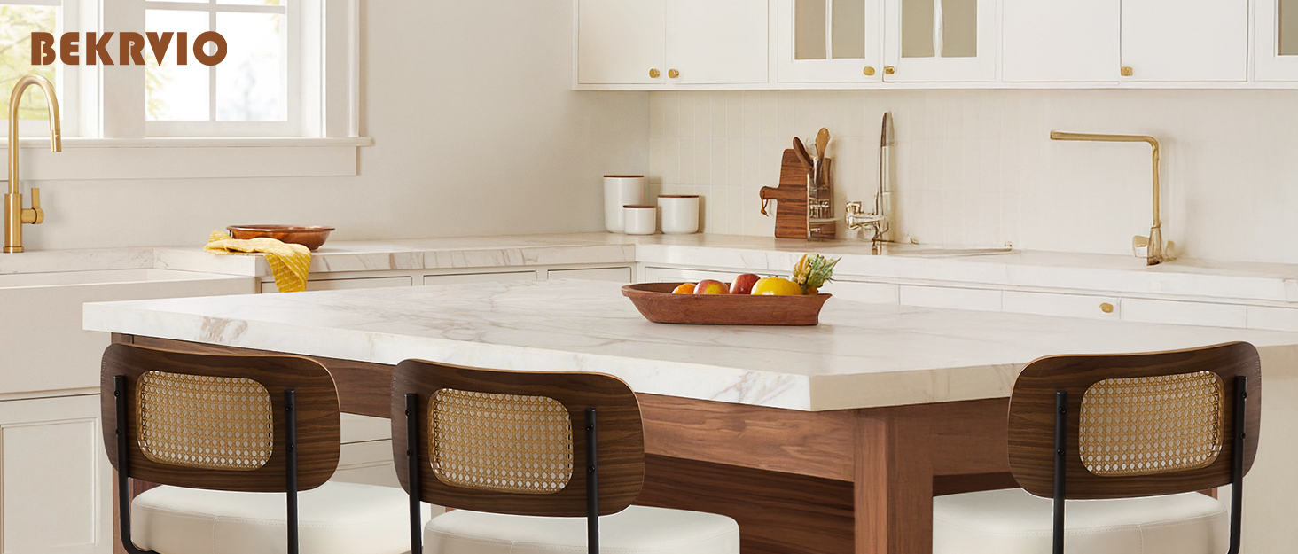 Обідальні стільці Bekrvio (2 шт) з обертанням та підлокітниками – 360° для їдальні, стільці до обіднього столу, обертаються, з м'яким сидінням, з дерев'яними ніжками з масиву бука, жовті, з тканини льон