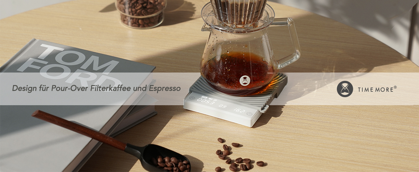 Ваги для кави TIMEMORE з таймером, контролем потоку, точність 0,1г, автоматичний таймер, ємність 2000г, чорний