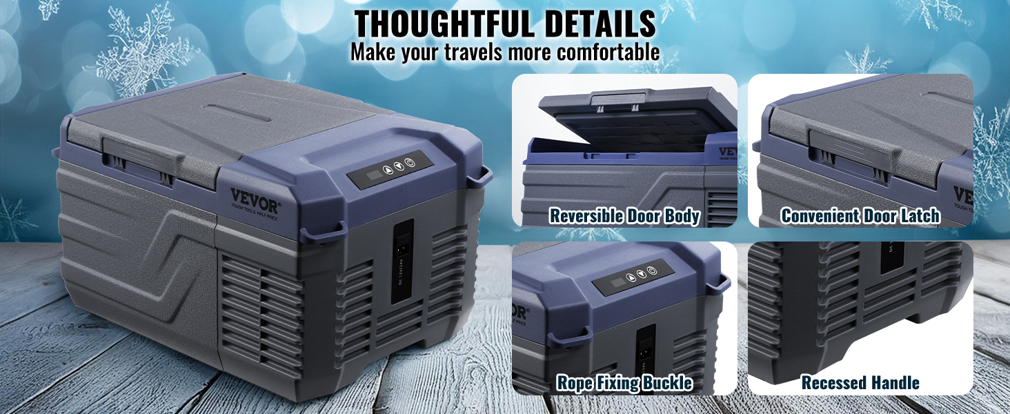 Автохолодильник VEVOR 12V/24V/220V 9л компресорний: для кемпінгу, авто, подорожей (-20°C ~ +20°C)