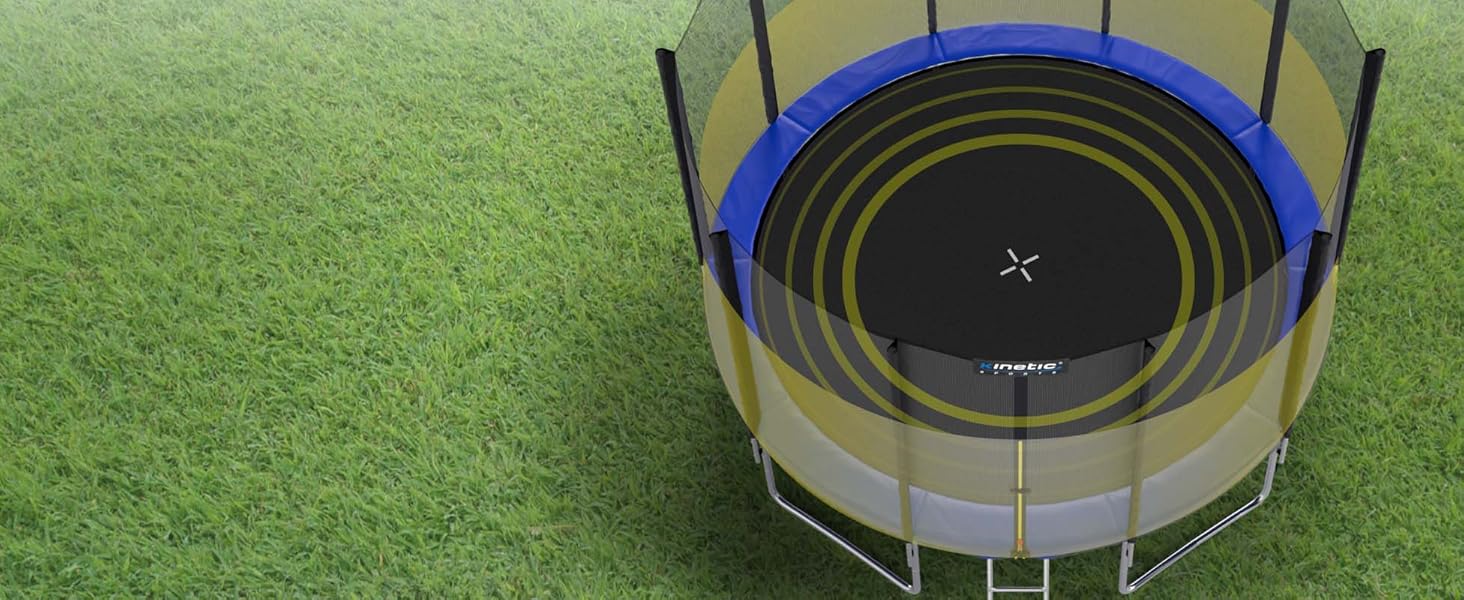 Батут вуличний KINETIC SPORTS Salto Plus Ø183 см з сіткою, драбиною та захисним покриттям - для дітей