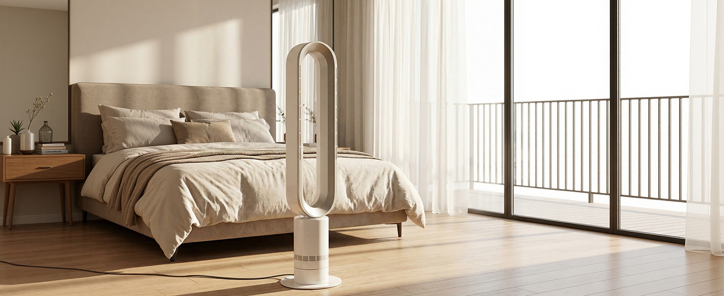 Безлопатевий вентилятор LIFERUN Tower Fan з пультом, 10 швидкостей, 71° поворот, таймер 9 год, тихий вентилятор для офісу/спальні, захист від дітей, LED-дисплей