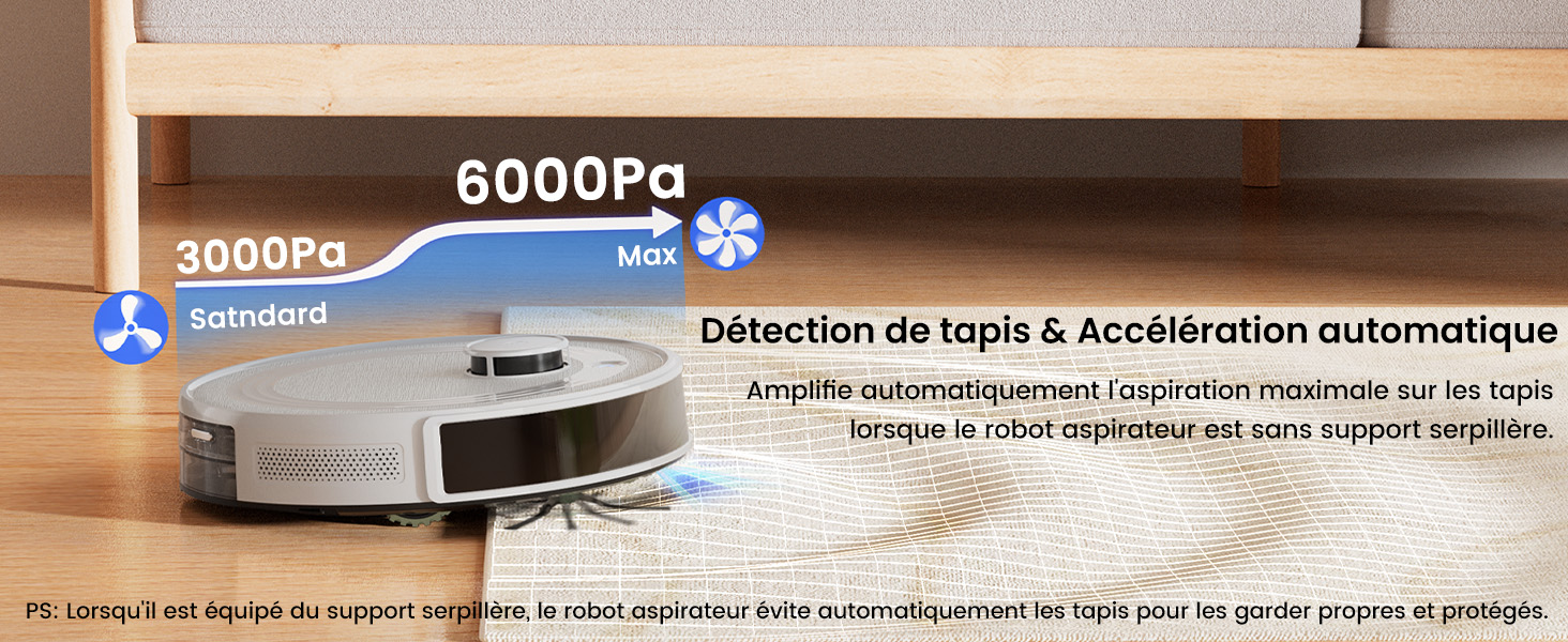 Робот-пилосос LEFANT M2 Plus з картографією, лазерною навігацією, 6000Pa, персоналізованим прибиранням, WiFi/App/Alexa, чорний (M2 Pro Grey)