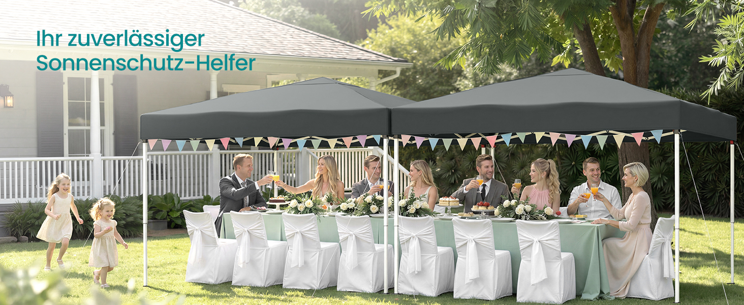 Павільйон SONGMICS 3x3 м, садовий, для відпочинку, захист від сонця та дощу, портативний, сірий GCT102GZ01