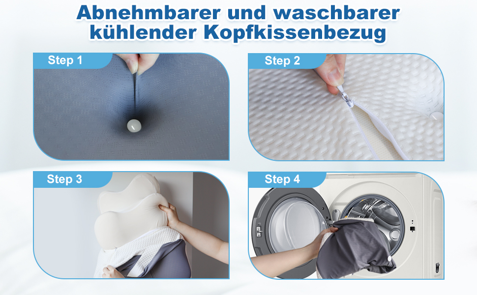 Ортопедична подушка для сну - Memory Foam, для тих, хто спить на боці, спині та животі, з ефектом охолодження, знімний чохол (Сіра)