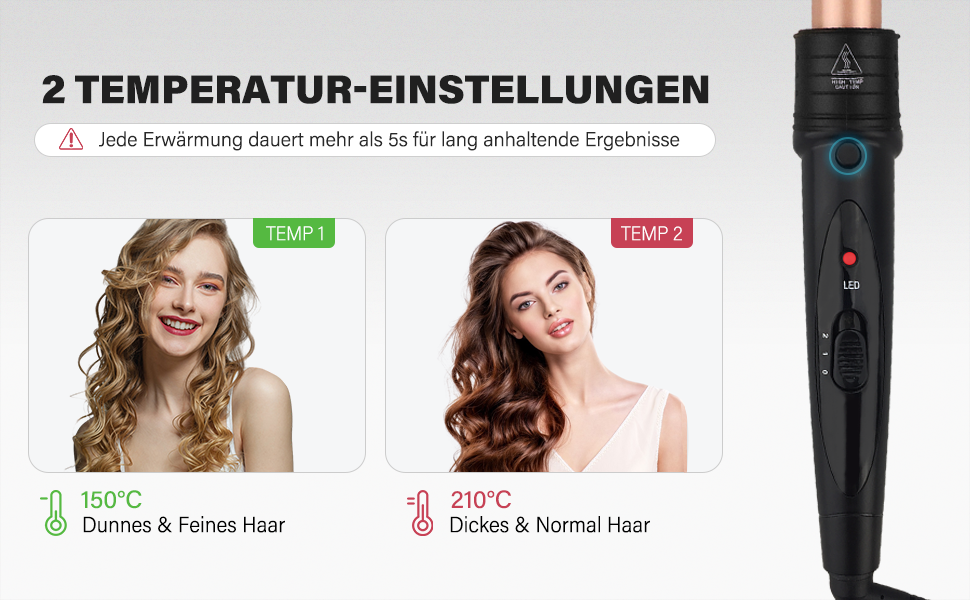 Набір для завивки волосся Janelove 5 в 1: керамічний локон, 10-32 мм, різні насадки, регулювання температури, рукавиці, сумка (рожеве золото)