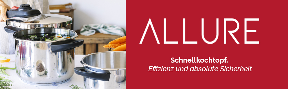 Бюстгальтер Allure Набір скороварок 46л, нержавіюча сталь, 2 програми приготування, блокування відкриття, для всіх типів плит