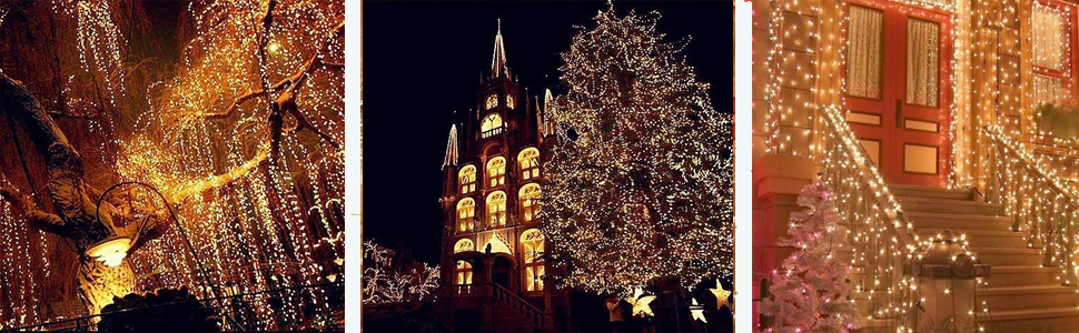 Гірлянда святкова 100м, вологостійка, для дому та саду, з пультом, 8 режимів, тепле світло (біла)