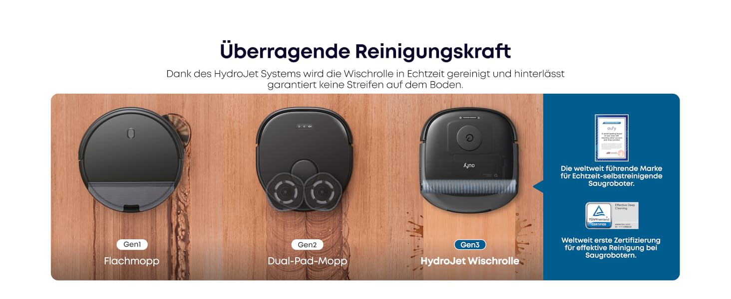 Робот-пилосос Eufy Omni E25 HydroJet з функцією миття, 20000Pa, Turbo-сила всмоктування, щітки DuroSpiral, CornerRover для кутів, станція All-in-One, для тварин та дітей