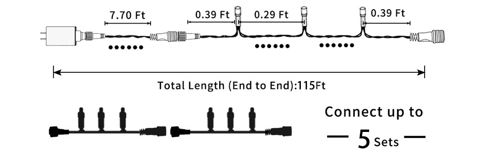 Гірлянда світлодіодна Herbst - 35 метрів, 320 LED, на Хелловін, розширювана, з пам'яттю, 8 режимів, для дому та саду, водонепроникна, для вечірок, дерев, саду, весілля (тепле біле світло)