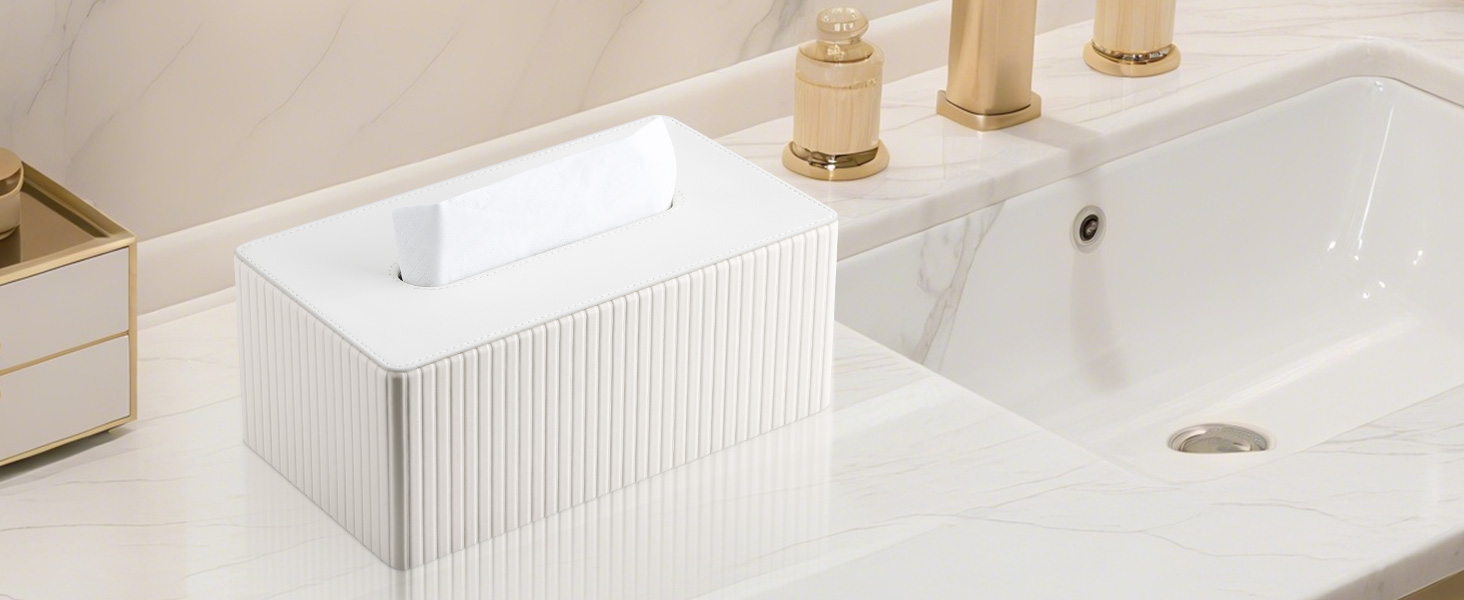 Скляниця для серветок KINGFOM, бежева, прямокутна, з PU шкіри – декоративна скляниця для серветок для вітальні, ванної кімнати та офісу