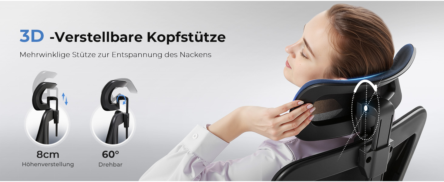Офісне крісло COMHOMA ергономічне з 3D-підголівником та підтримкою попереку, регульовані підлокітники, функція гойдання
