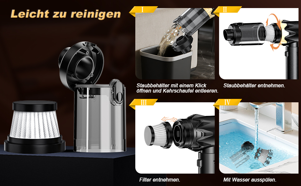 Акумуляторний ручний автомобільний пилосос 4 в 1, потужність 25000Па, безщітковий двигун 105000 об/хв, бездротовий пилосос для авто, офісу, диванів та шерсті тварин