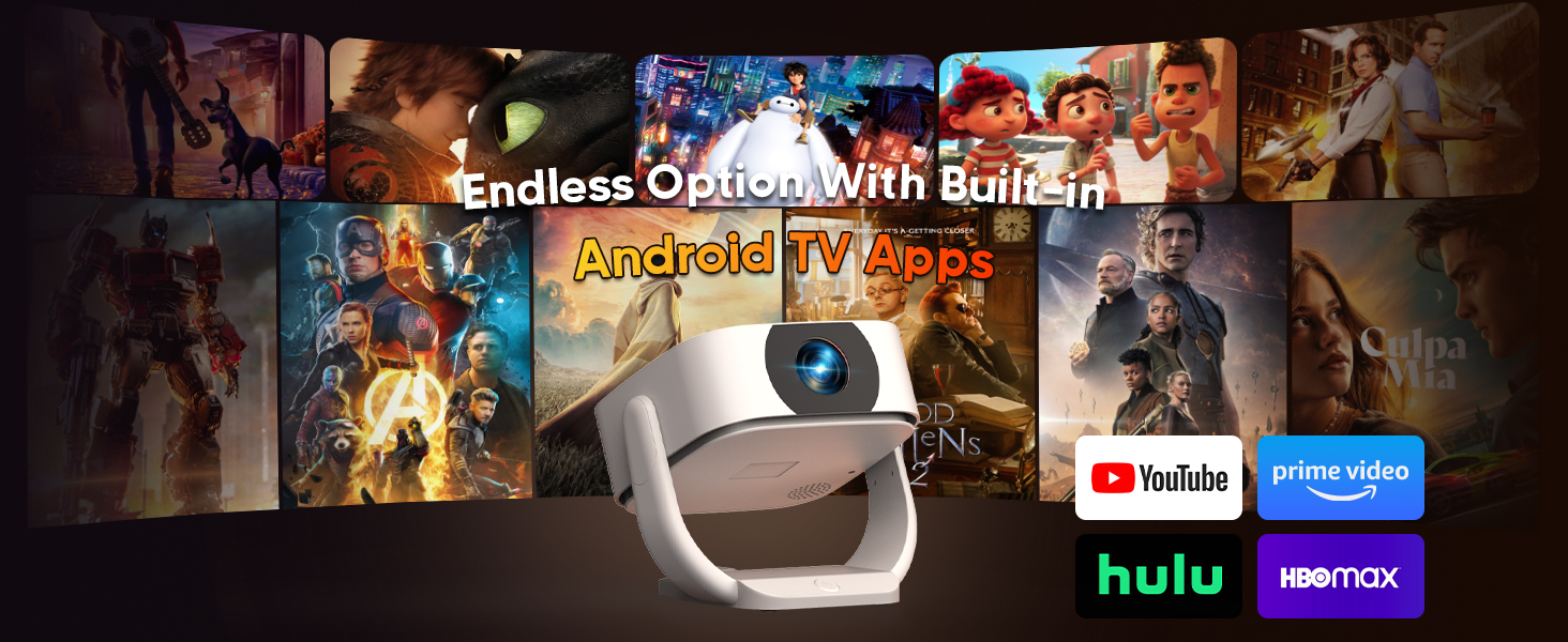 Міні-проектор Beamer 4K 1080P з Wi-Fi/BT, електронним фокусом/автоматичною корекцією трапецеїдальних спотворень, 50% зумом, 270° обертанням для домашнього кінотеатру/відпочинку на природі, сумісний з ноутбуком/смартфоном/мишею