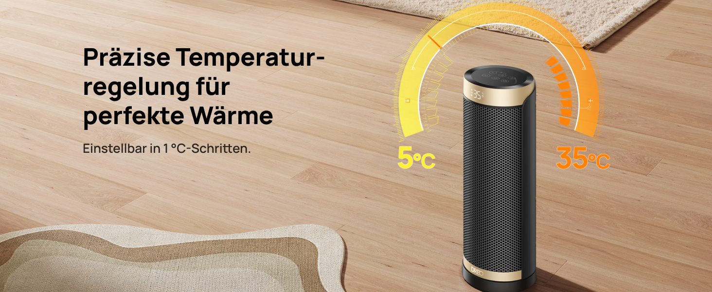 Електричний обігрівач Dreo Solaris Slim H3 з PTC-керамічним нагрівом, Wi-Fi, 3 режими, 3 швидкості, 12-годинний таймер, пульт дистанційного керування, захист від перегріву та перекидання