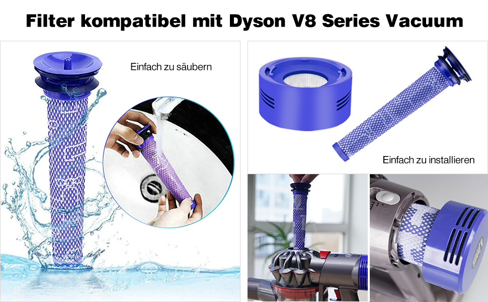 Змінна батарея V8 для пилососа Dyson V8, 21,6 В 5000 мАг, включаючи аксесуари (фільтр, викрутка)