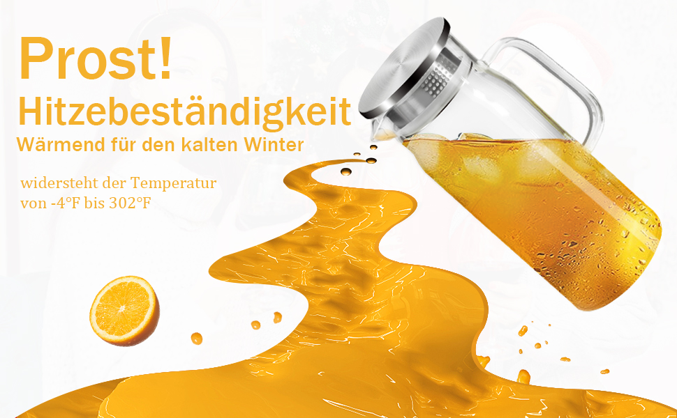 Скляна карафа Yirilan 1.5л з кришкою, 1000 мл - прозора скляна канавка для води