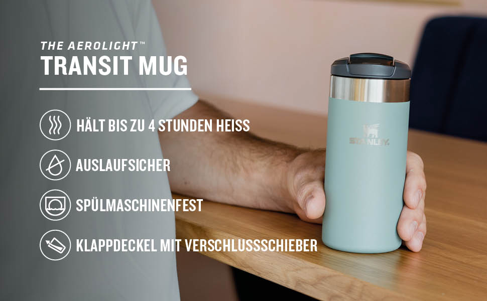 Термокружка Stanley Aerolight Transit 0.47L (350 мл) – Рожевий кварц – Зберегає тепло 6 годин, сумісна з тримачами в авто