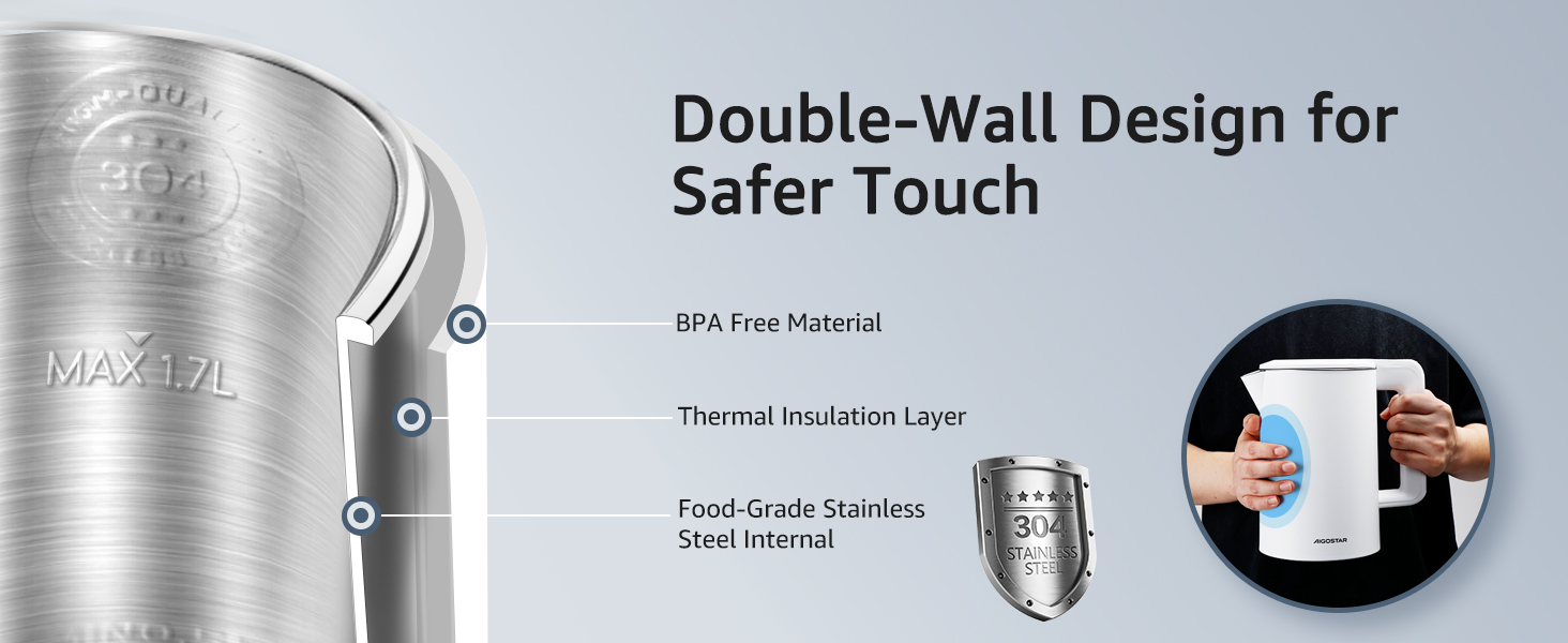 Розумний чайник, 40C-100C, Wi-Fi, сумісний з Alexa, нержавіюча сталь 1,7 л, функція збереження тепла