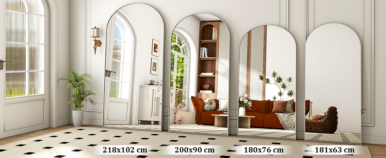 Дзеркало підлогове BEAUTYPEAK Bogen 142x52 см, чорне, повнорозмірне, настінне або з підставкою для спальні, вітальні, гардеробної