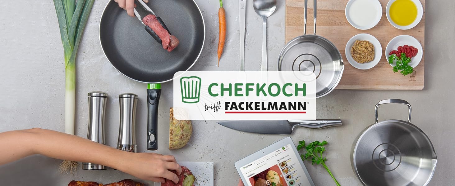 Сковорода Chefkoch від Fackelmann – діаметр 28 см, преміум-якість, антипригарне покриття, нержавіюча сталь, для всіх типів плит (включно з індукцією)