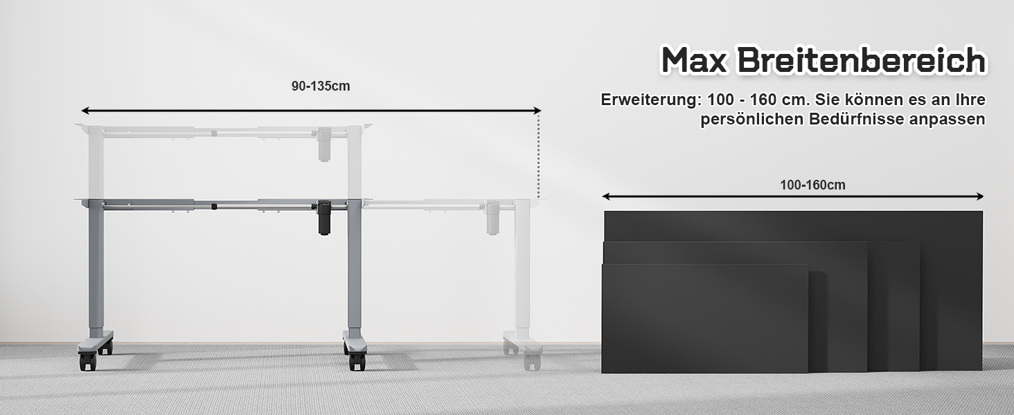 Столешниця JUMMICO для столу з регулюванням висоти, з потужними моторами, 3-ох пам'ять, для сидіння та стояння (білий), 100 x 160 см