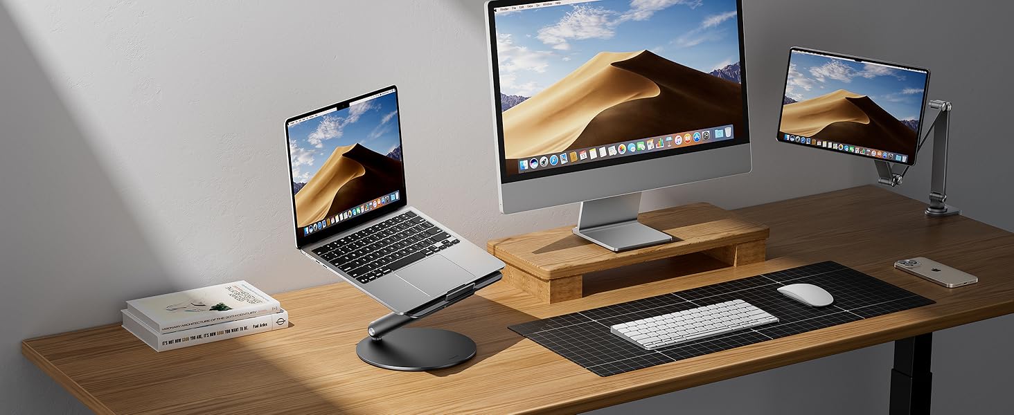 Стійка для ноутбука LULULOOK, регульована, 360° обертання, для MacBook, 10-17