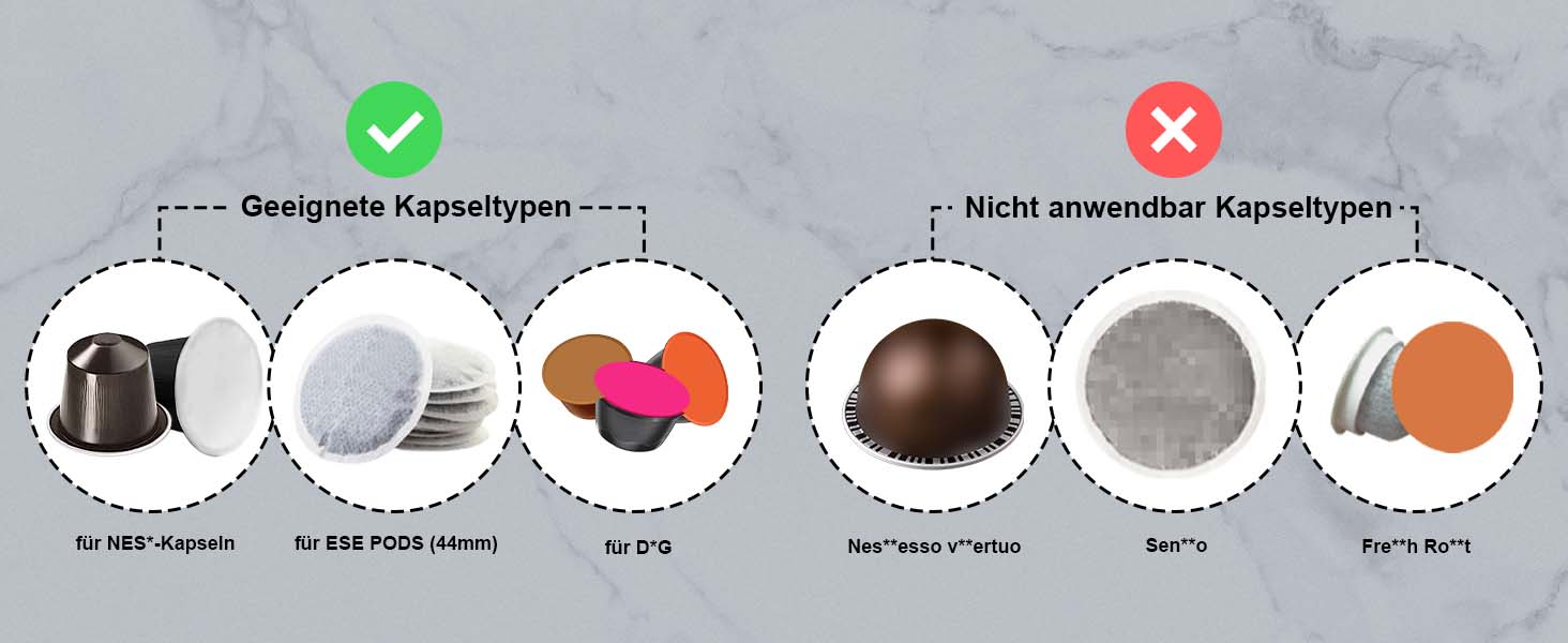 Кавомашина KOTLIE Espresso 4-в-1 для NES/Dolce Gusto/меленої кави/ESE (44мм), 19 Бар, Чорна