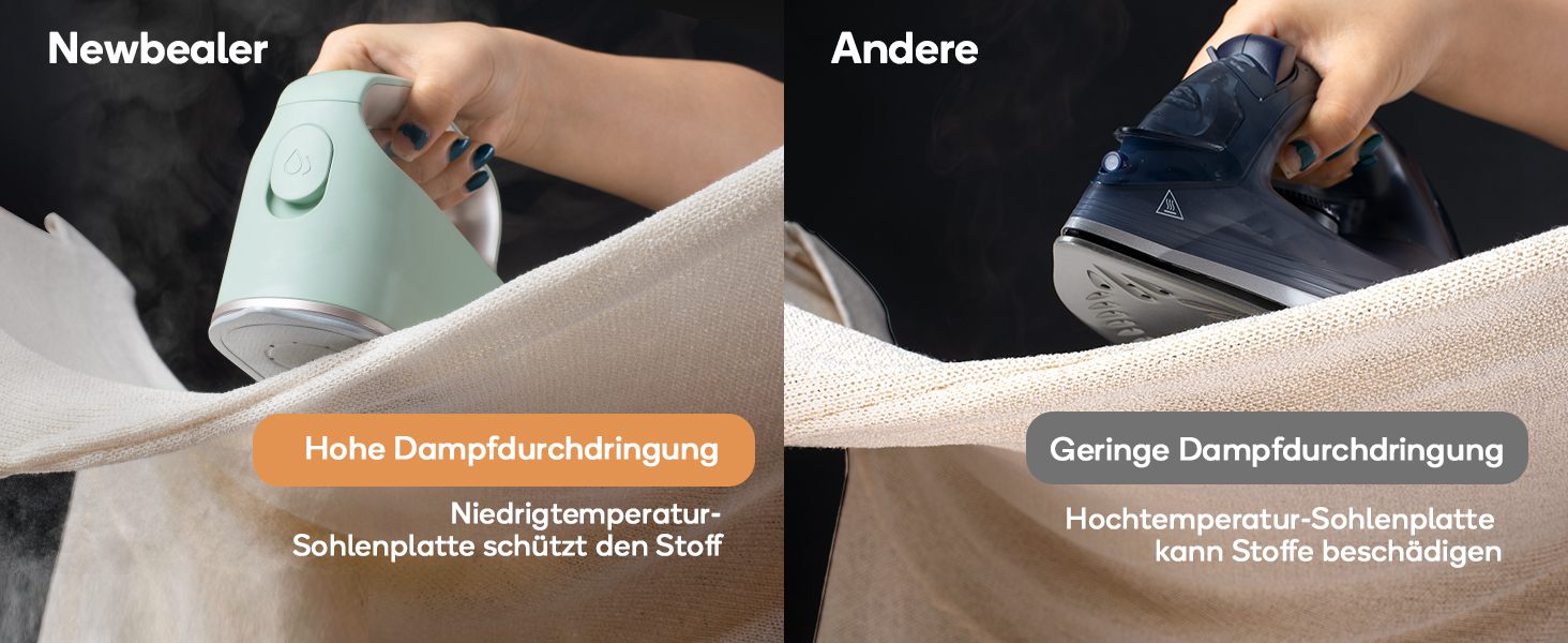 Праска з парою Newbealer 1200W: компактна, для подорожей, 3 режими, швидкий нагрів 45с, зелена