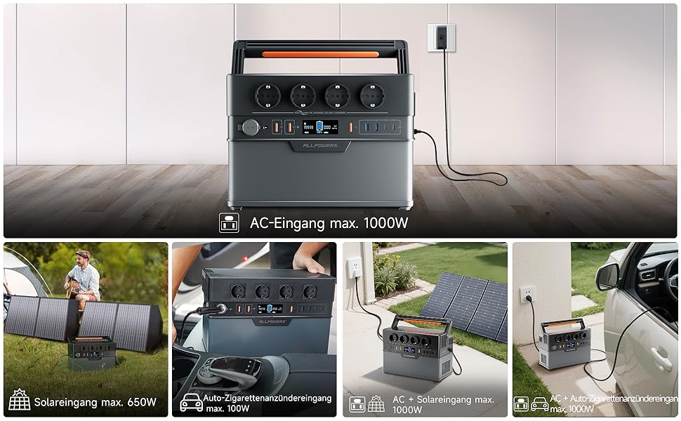 Портативна електростанція ALLPOWERS S1500 PLUS, ємність 1092 Wh, номінальна потужність 1500 W, пікова потужність 3000 W