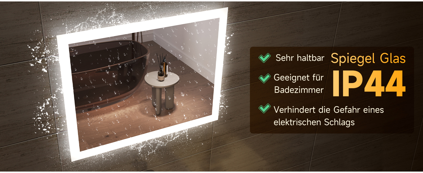 LED дзеркало для ванної кімнати SONNI 60x50 см з підсвічуванням, IP44, вертикальна/горизонтальна установка