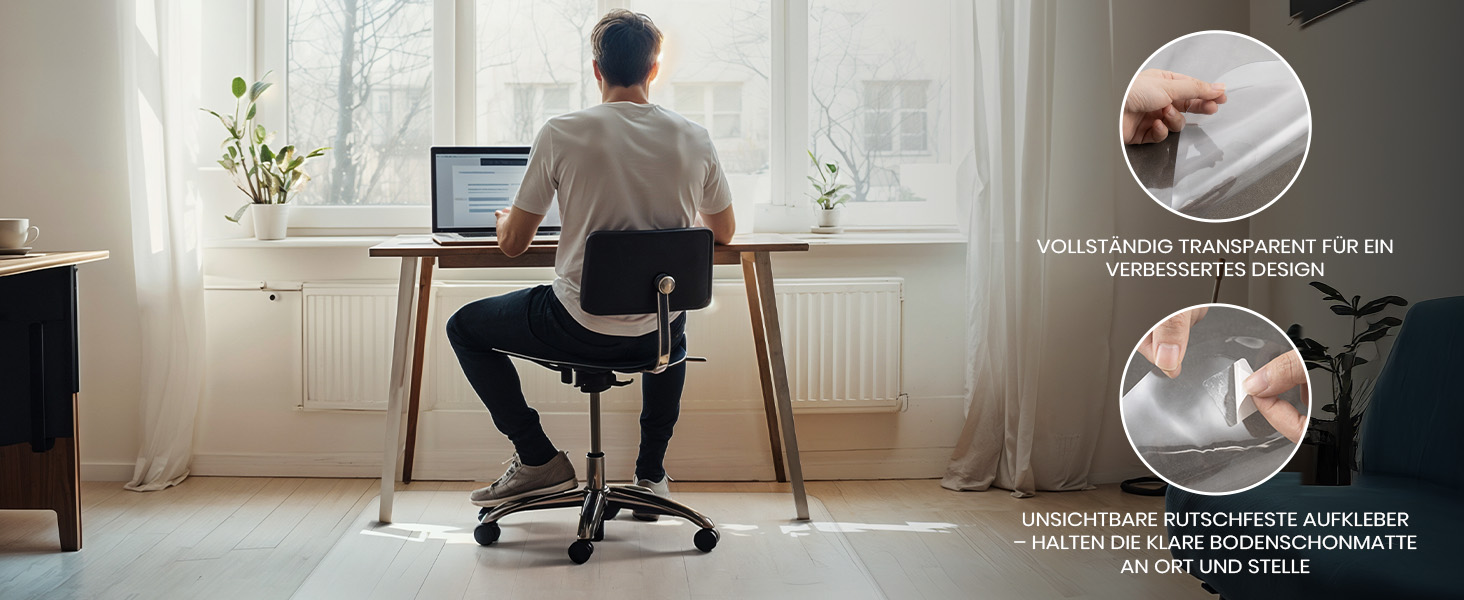 Захист для підлоги під офісний стілець COSYLAND 120x150 см - килимок від ковзання, прозорий, білий | Килимок для офісного крісла