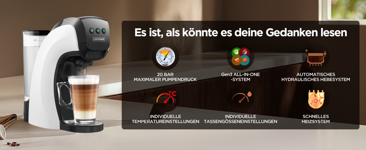 Кавомашина 5-в-1 Warriors1 для Nespresso, Dolce Gusto, Lavazza, FAP, кавова машина для дому та офісу, 20 bar, 0.8 л, автоматична