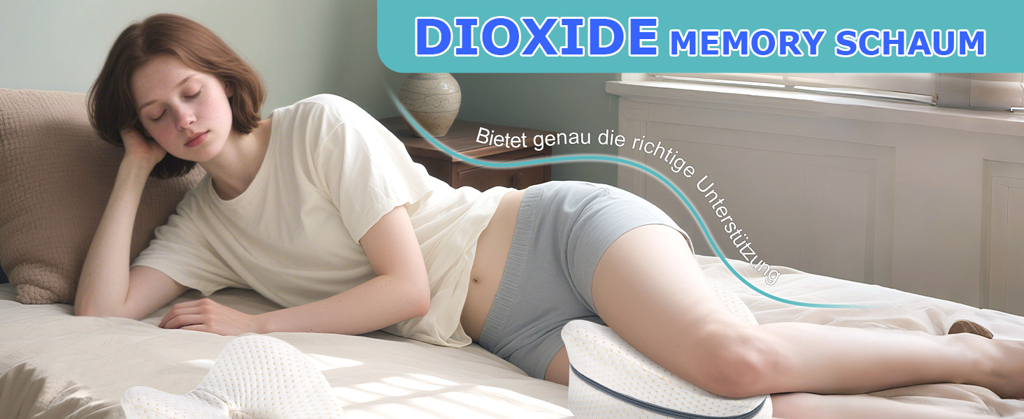 Подушка для ніг та стегон Dioxide для тих, хто спить на боці, з memory foam. Підтримка ніг, колін, стегон, спини та для вагітних. Білий колір.