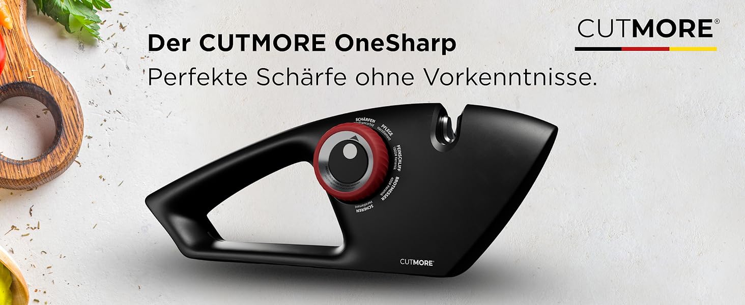 CUTMORE® Точилка для ножів Diamant - оригінальна 5-в-1 для хлібних ножів, ножиць та ножів – професійний прецизійний кут – неслизька, проста, ефективна – відома з спільноти Hobbykoch OneSharp