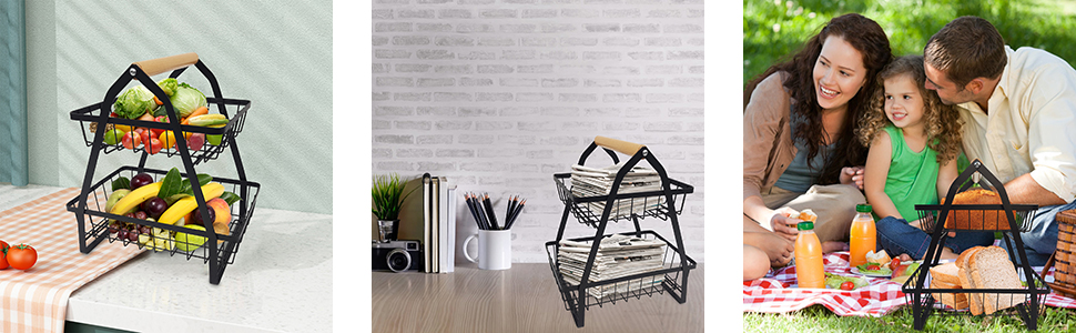 Кошик для фруктів 2 яруси тримач для миски для фруктів HENGMEI fruit etagere