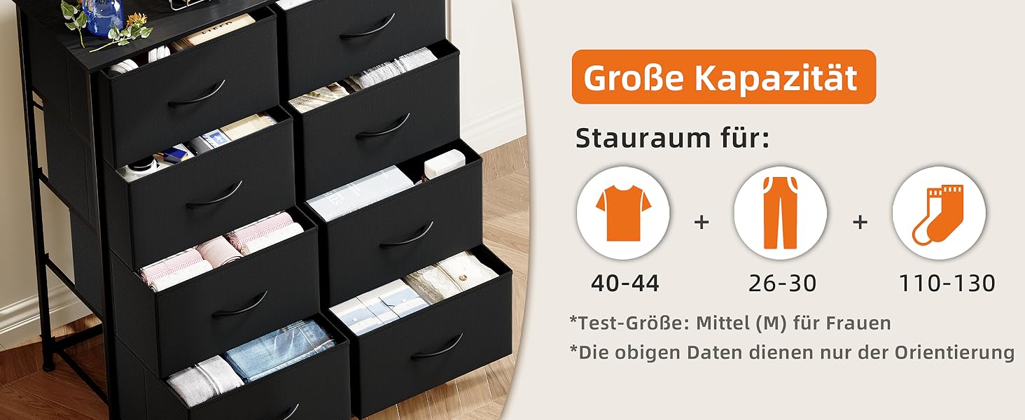 Тканинна комода з шухлядами Somdot - комод для спальні, вітальні, прихожої, 8 шухляд, білий (30T x 80B x 93H см)