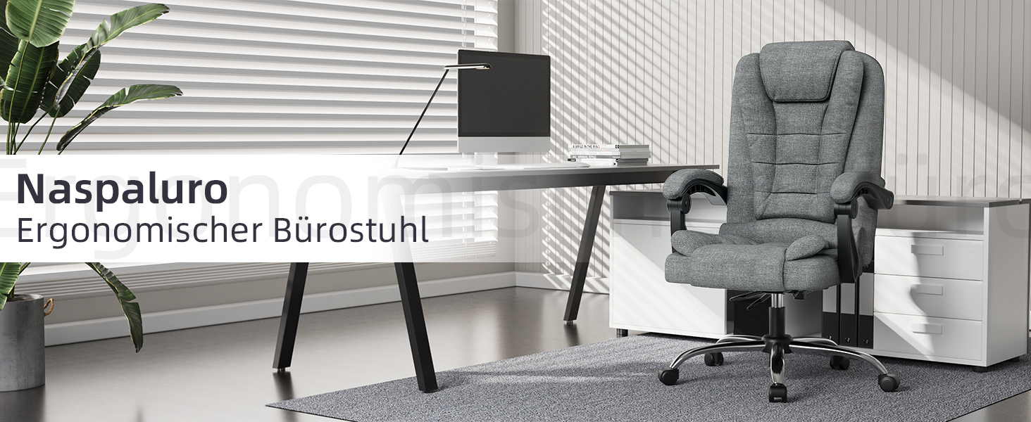 Офісний крісло Chefsessel з високою спинкою, ергономічне, оббите PU шкірою, з регульованими підлокітниками та висотою, функцією нахилу, темно-сіре