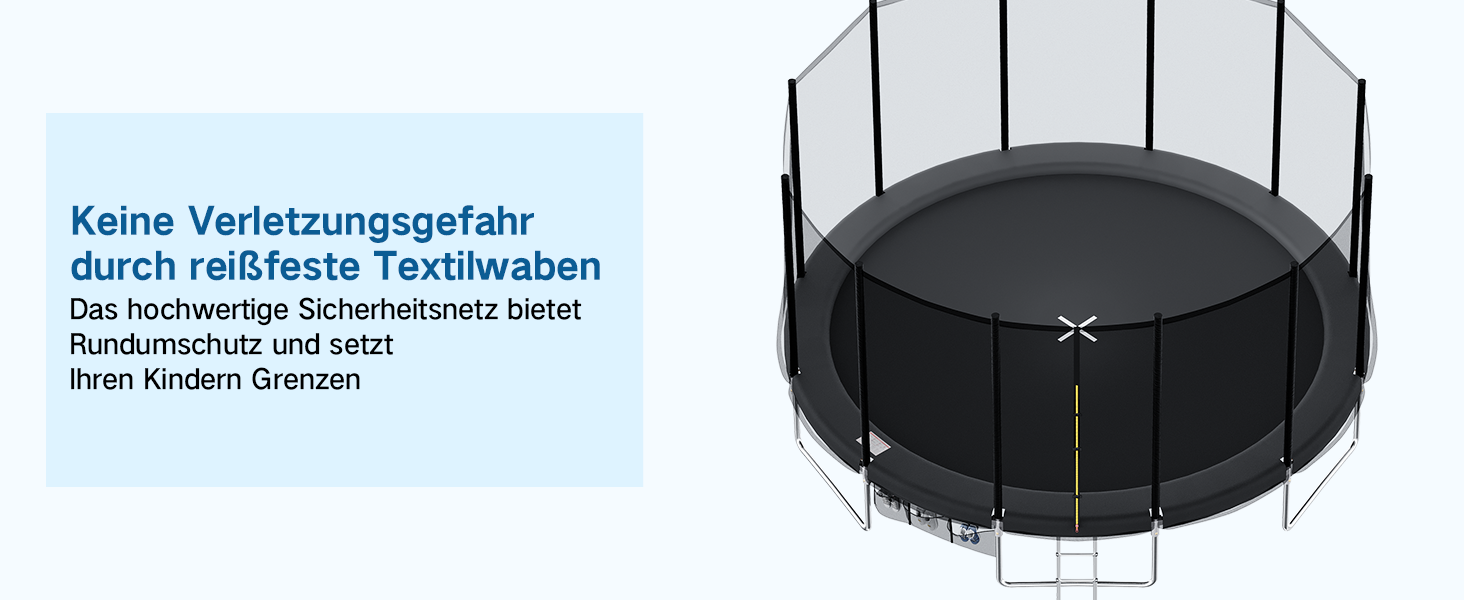 Батут Devoko вуличний Ø183/228/305/366/427 см, з сертифікатом GS, для дітей, садовий батут з сіткою, драбиною та захисним покриттям, чорний 228 см