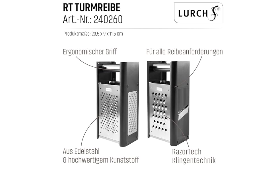 Терка вежа Lurch RazorTech 240250 з нержавіючої сталі та пластику, 23х10.5х8.5 см