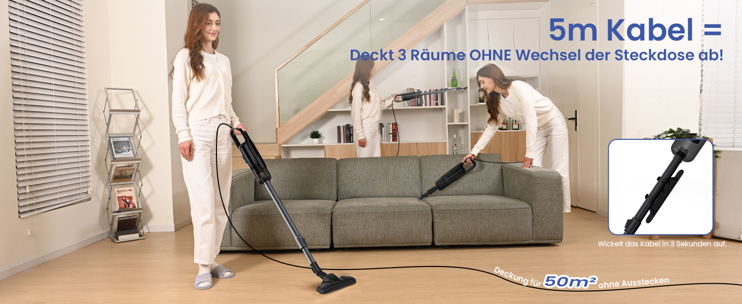 Версолайф C8PRO - пилосос з кабелем, 30000Pa/600W, 6-в-1, для твердих поверхонь, килимів та шерсті тварин, чорний